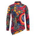 Damen Langarmshirt mit asymmetrischem Schnitt und buntem Grafikdruck
