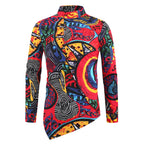 Damen Langarmshirt mit asymmetrischem Schnitt und buntem Grafikdruck