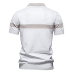 Herren nan edles Feinstrick-Poloshirt mit kurzem Metallreißverschluss, Bündchenärmeln und kontrastierten Streifenbändern R&B