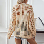 Damen luftige Strickjacke im modernen Netzdesign