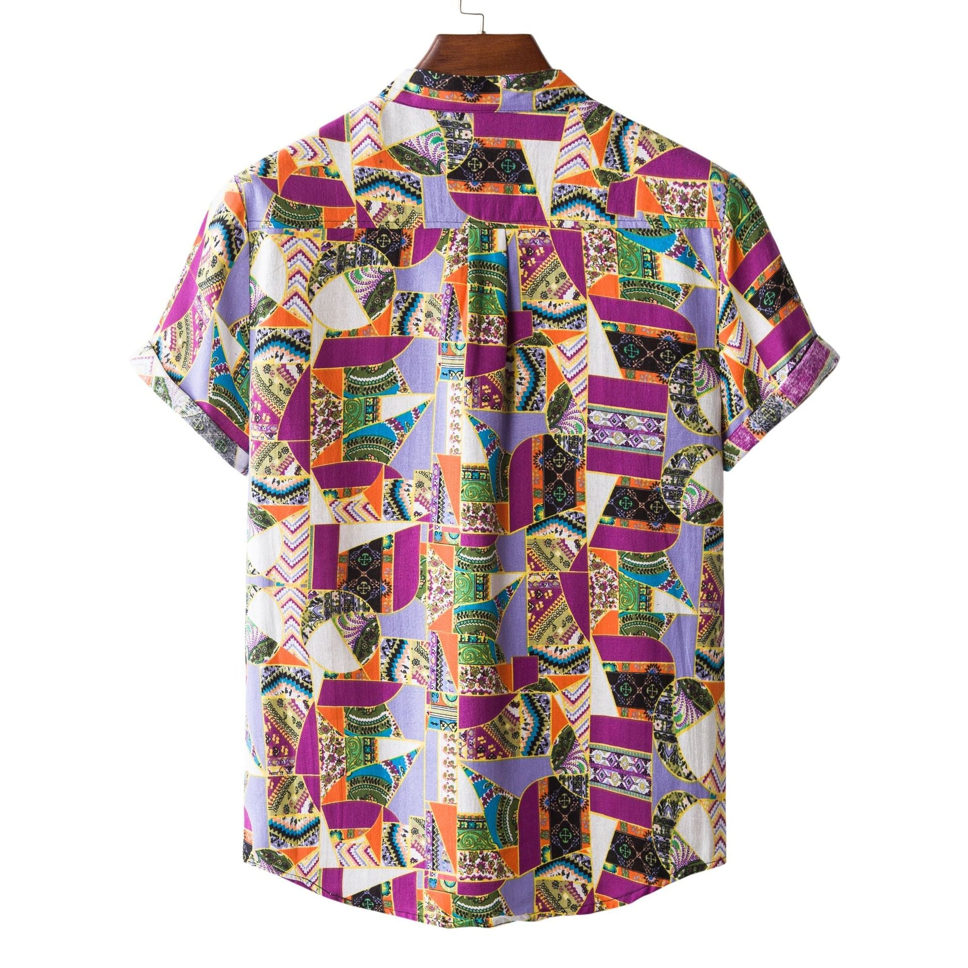 Herren Kurzarmhemd mit auffälligem Patchwork-Muster