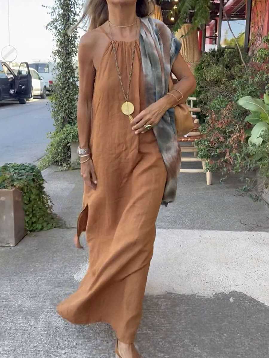 Damen Maxikleid mit Spaghettiträgern und elegantem fließendem Schnitt R&B