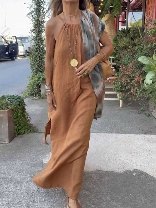 Damen Maxikleid mit Spaghettiträgern und elegantem fließendem Schnitt R&B