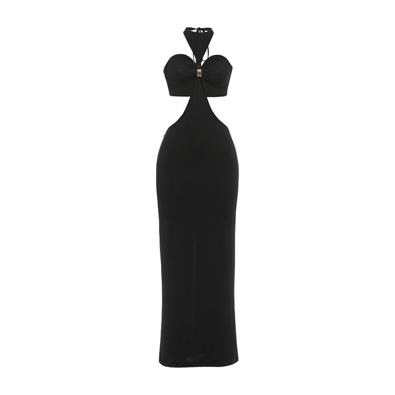 Damen Elegantes Maxikleid mit tiefem Schlüssel-Ausschnitt und figurbetonendem Schnitt R&B