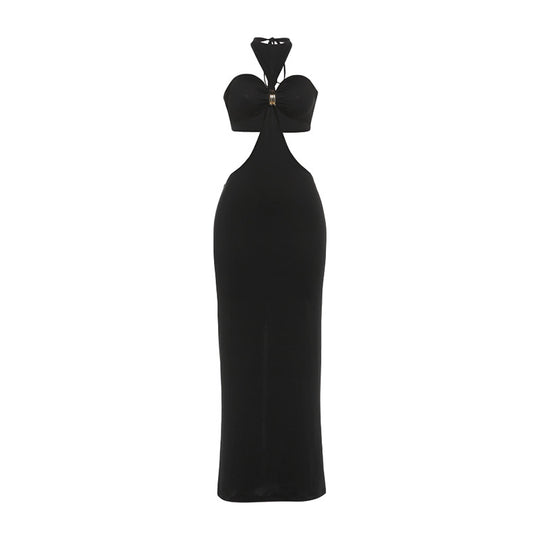 Damen Elegantes Maxikleid mit tiefem Schlüssel-Ausschnitt und figurbetonendem Schnitt R&B