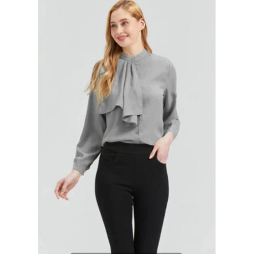 Damen Bluse mit eleganter Rüschendetails und Kragen R&B