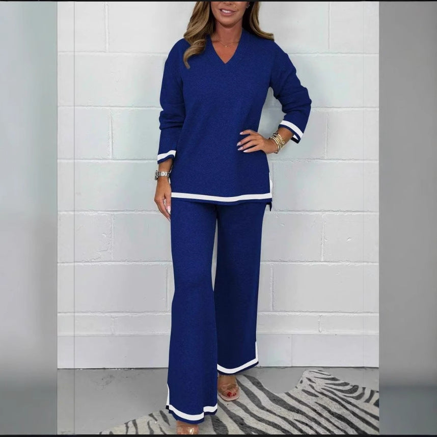 Damen Lässiges Strick-Set mit weitem Schnitt und eleganten Kontrasten R&B