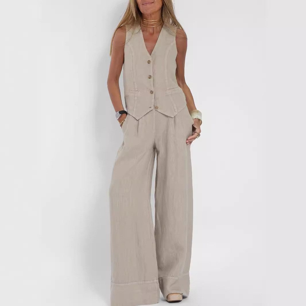Damen Anzug mit weit geschnittenen Hosen und eleganter Weste R&B