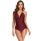 Damen Einteiler Badeanzug mit figurformendem Design und V-Ausschnitt R&B