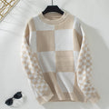 Damen modischer Pullover mit Karomuster und lässigem Schnitt