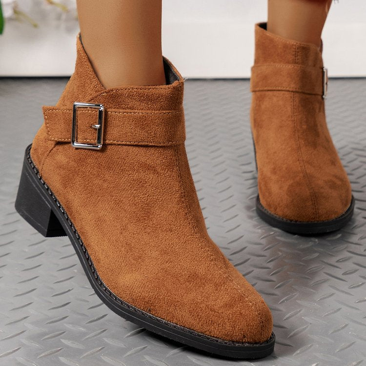 Damen Stiefeletten mit modischem Schnallen-Detail und komfortablem Blockabsatz R&B