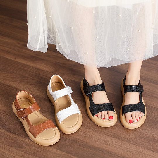Damen modische Sandalen mit verstellbarem Klettverschluss und rutschfester Sohle R&B