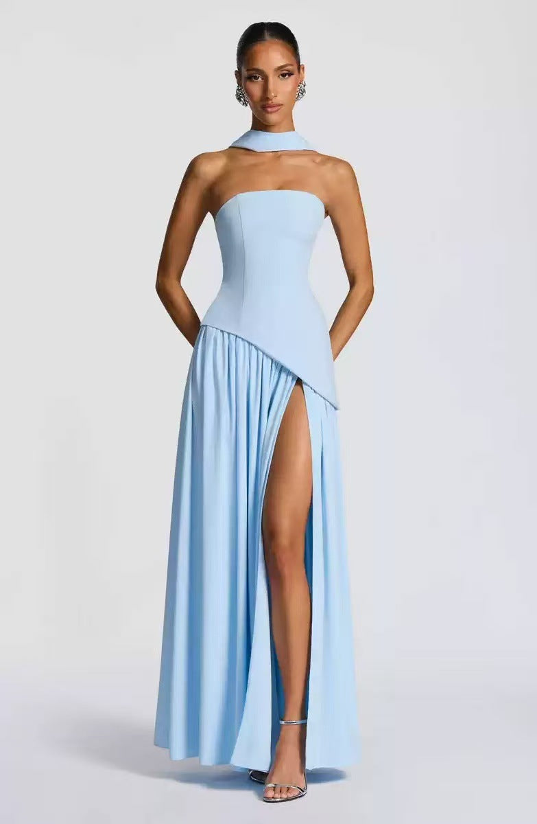 Damen Maxikleid mit figurbetontem Oberteil und schwingendem Rock R&B