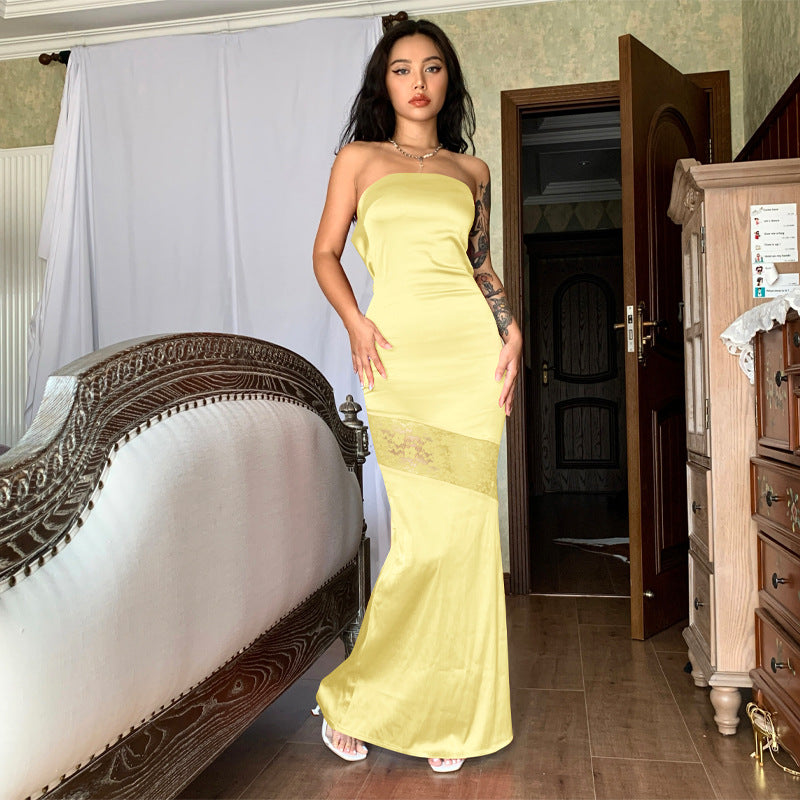 Damen Elegantes Abendkleid mit transparenten Einsätzen R&B