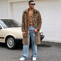 Herren Luxus Kunstpelzmantel mit Leopardenmuster R&B