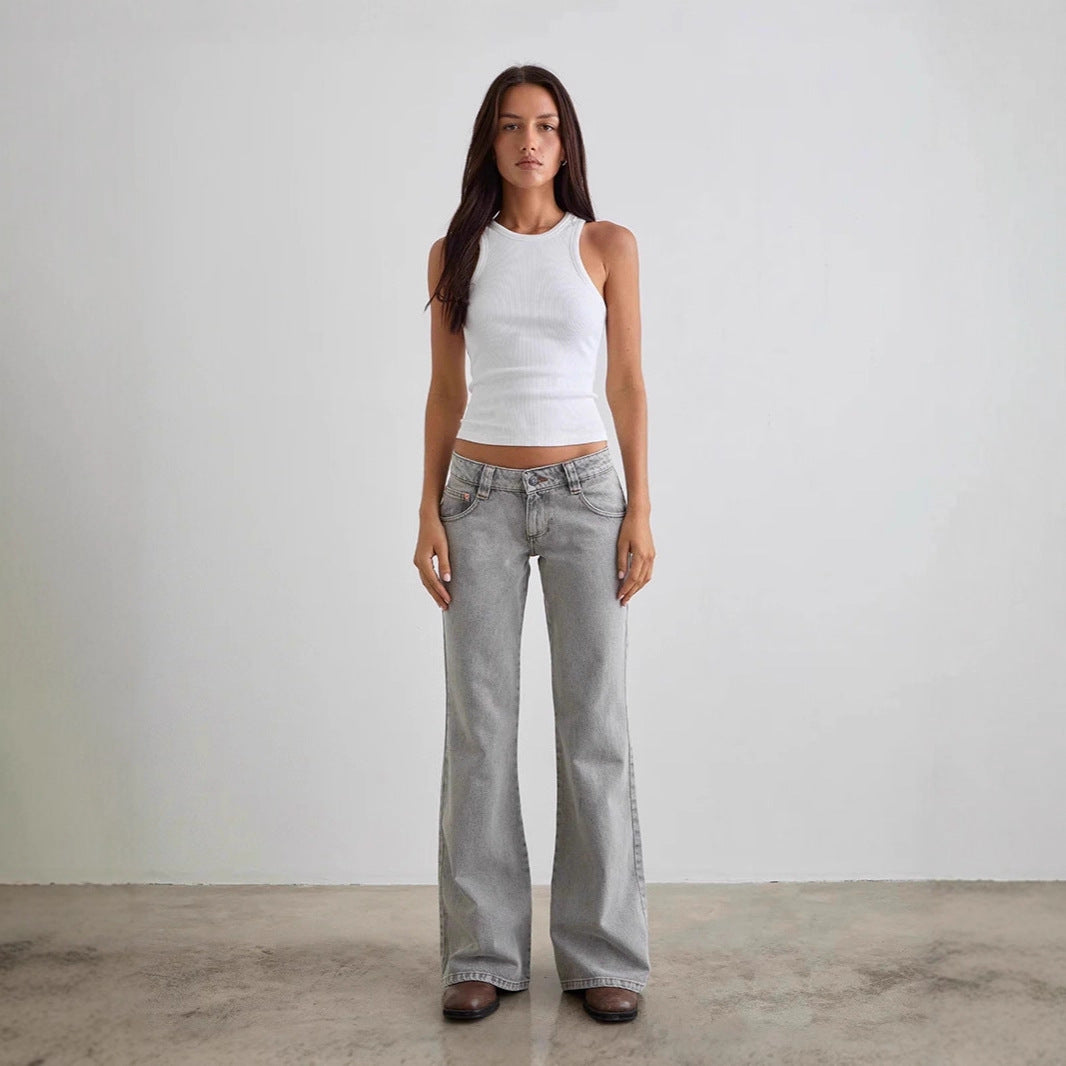 Damen bootcut Jeanshose mit hohem Bund und modischem Schnitt R&B