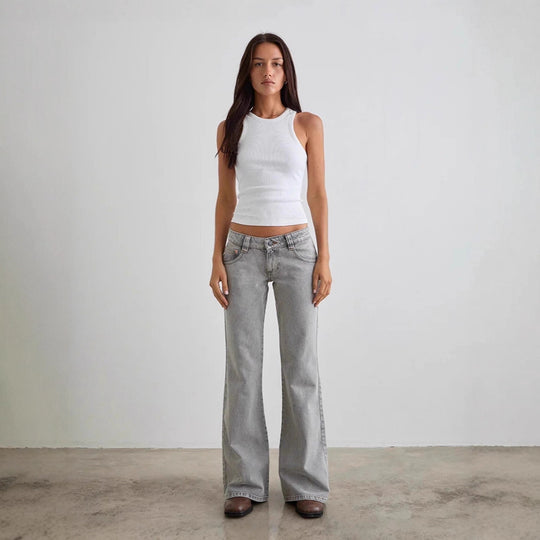 Damen bootcut Jeanshose mit hohem Bund und modischem Schnitt R&B