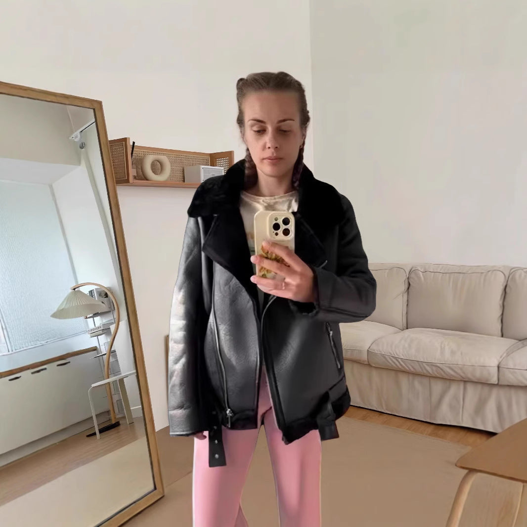 Damen trendige und funktionale Oversize-Jacke mit abnehmbarer Kapuze R&B