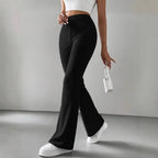 Damen Strickhose mit weitem Bein und Rippstruktur R&B