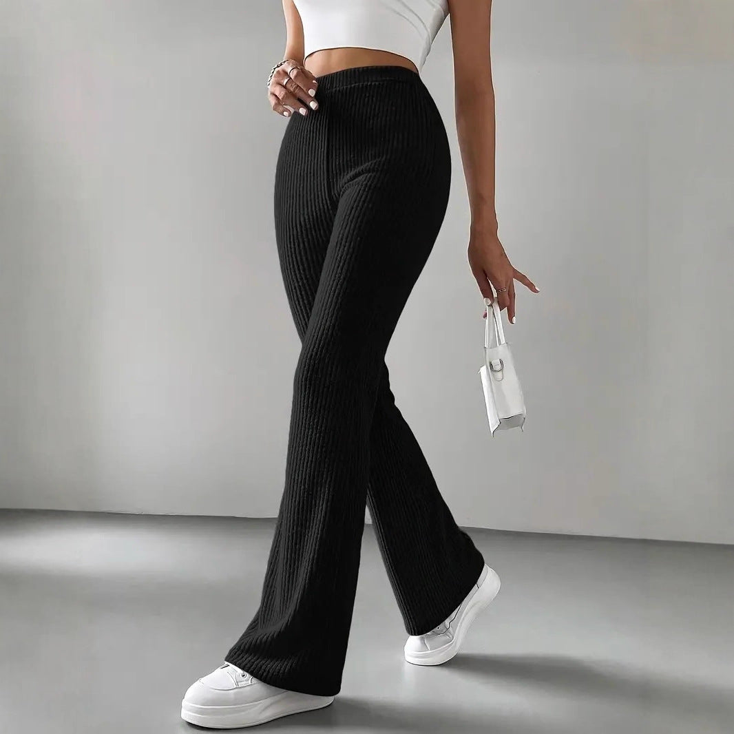 Damen Strickhose mit weitem Bein und Rippstruktur R&B