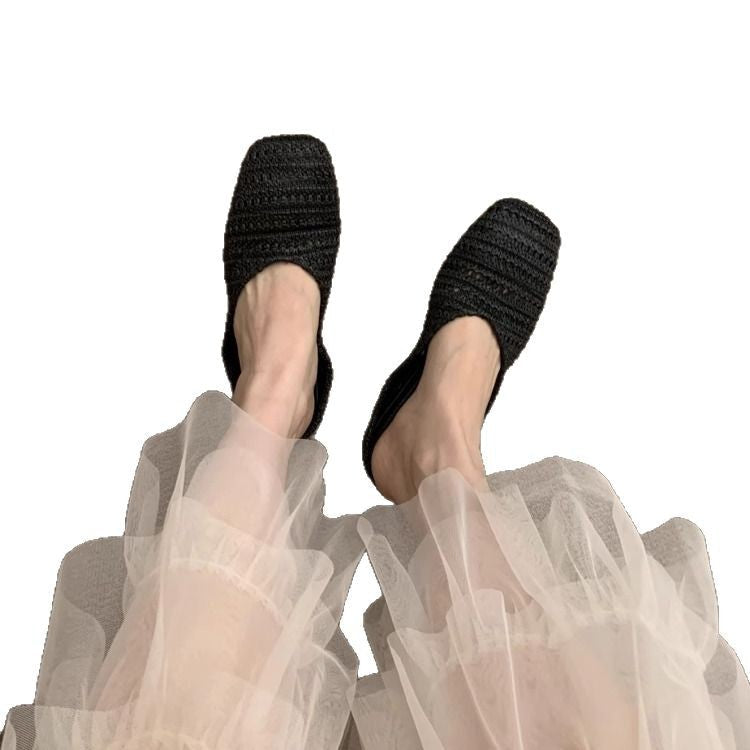 Damen luftige Sommer Slipper mit handgearbeiteter Häkelstruktur R&B