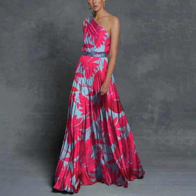 Damen Maxikleid mit schulterfreiem Schnitt und floralem Design R&B