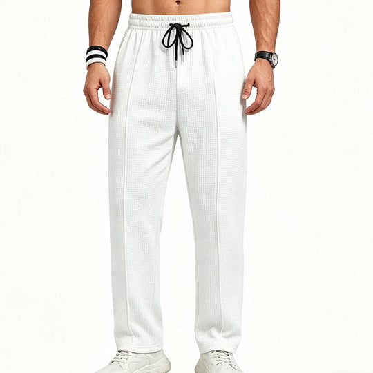 Herren nan gerade geschnittene Relaxhose mit dekorativer Mittelnaht, elastischem Tunnelzugbund und seitlichen Eingrifftaschen R&B