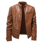 Herren Kunstleder Bikerjacke mit modernem Schnitt