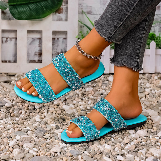 Damen Glamouröse Riemensandalen mit funkelnden Akzenten und weichem Fußbett R&B