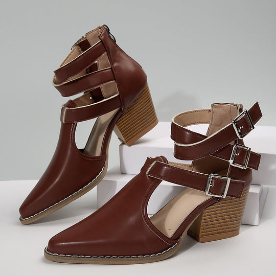 Damen modische Stiefeletten mit Schnallen R&B