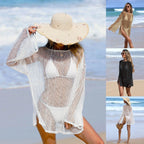 Damen Häkel-Strandtunika mit weiten Ärmeln und transparentem Design R&B