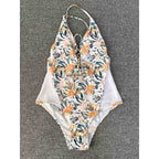 Damen Cut-Out Badeanzug mit floralem Design und verstellbaren Bändern R&B