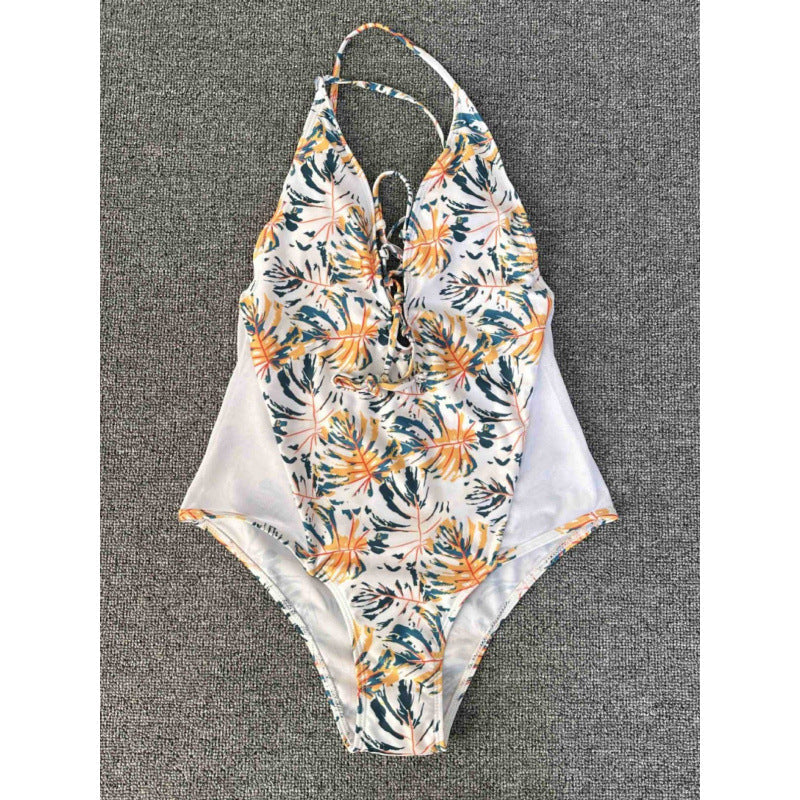 Damen Cut-Out Badeanzug mit floralem Design und verstellbaren Bändern R&B
