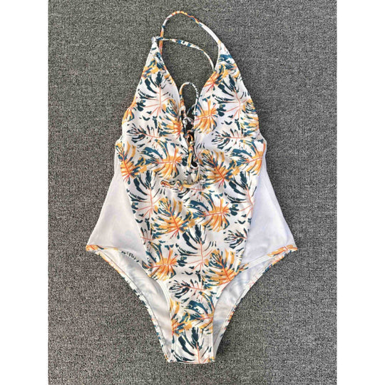 Damen Cut-Out Badeanzug mit floralem Design und verstellbaren Bändern R&B