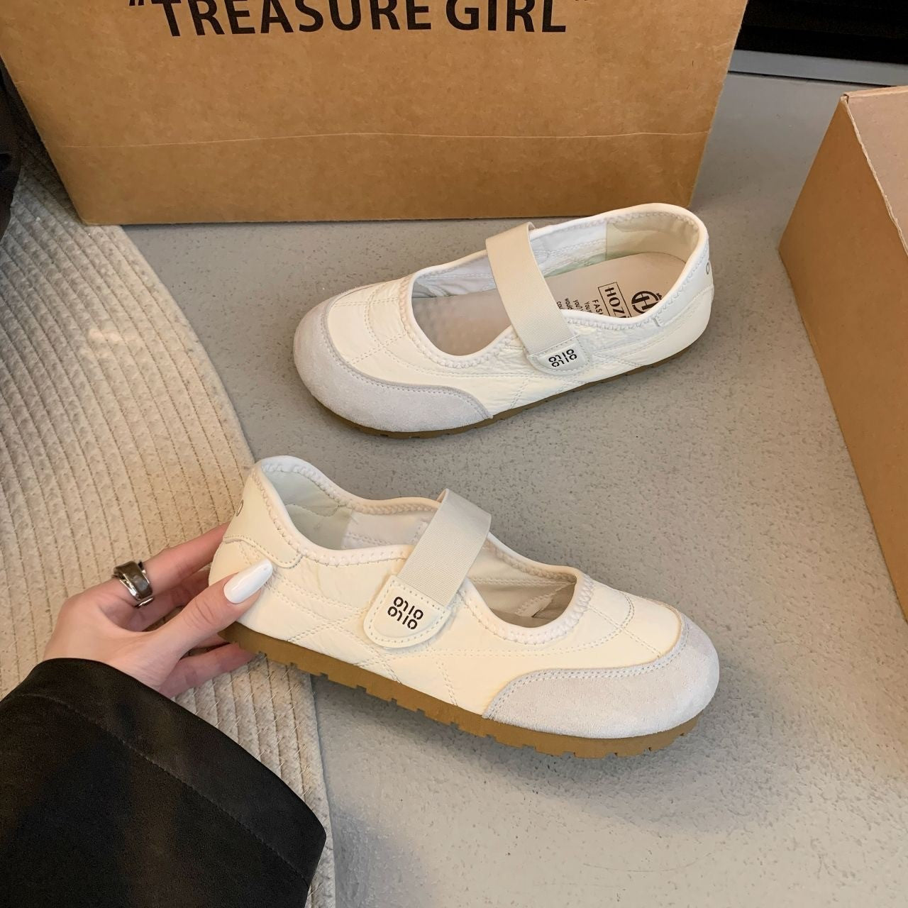 Damen Komfortable Ballerinas mit verstellbarem Riemen