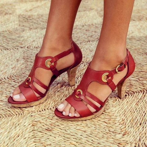 Damen Elegante Sandalen mit modischen Riemen und hohem Absatz R&B