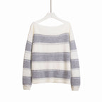 Damen Lässiger Strickpullover mit trendigem Streifenmuster und funkelnden Details R&B