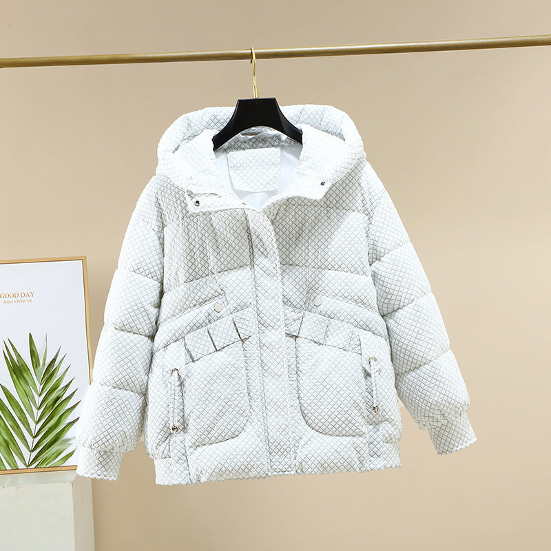 Damen Modische leichte Pufferjacke mit praktischen Taschen und Kapuze R&B