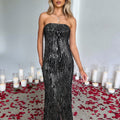 Damen Glamouröses Langarmkleid mit Paillettenverzierung R&B