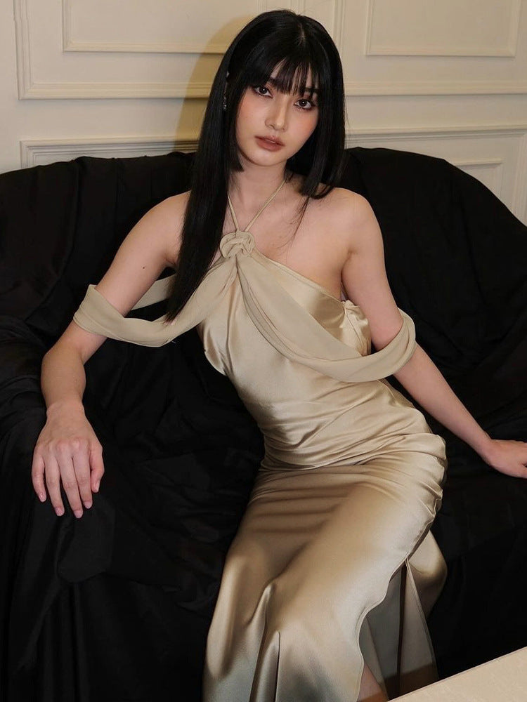 Damen Elegantes Maxikleid mit romantischem Wickel-Design und glamourösem Schnitt R&B