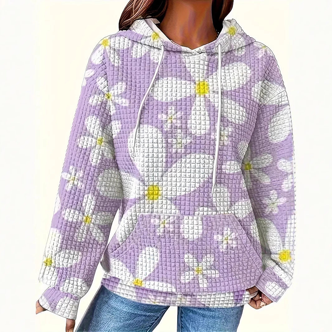 Damen Kapuzenpullover mit floralem Design und strukturiertem Stoff R&B