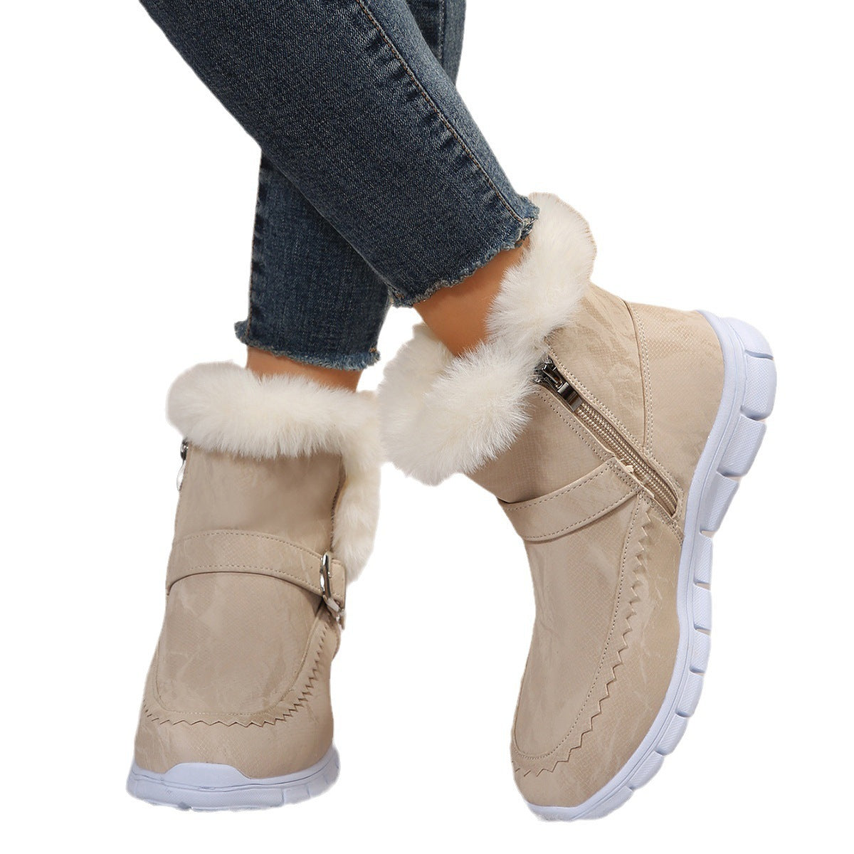 Damen Komfortable Winterstiefel mit modischer Kunstfellverzierung R&B