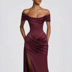 Damen Elegantes Off-Shoulder-Maxikleid mit seitlichem Schlitz
