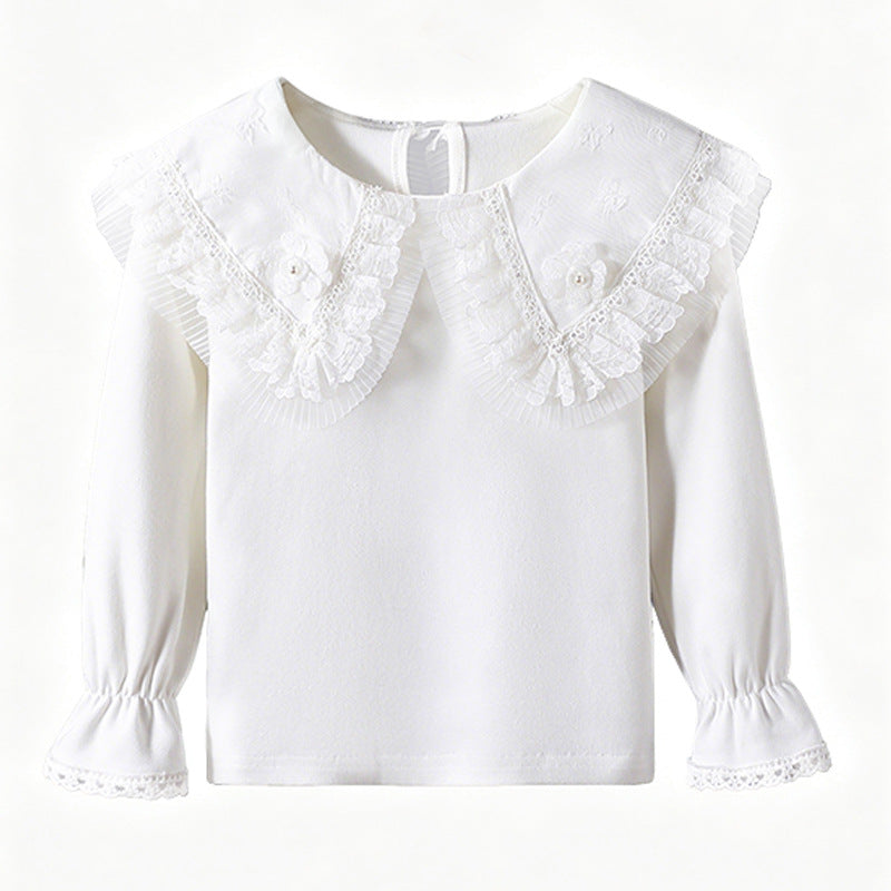 Mädchen Bluse mit romantischem Rüschensaum und feiner Stickerei R&B