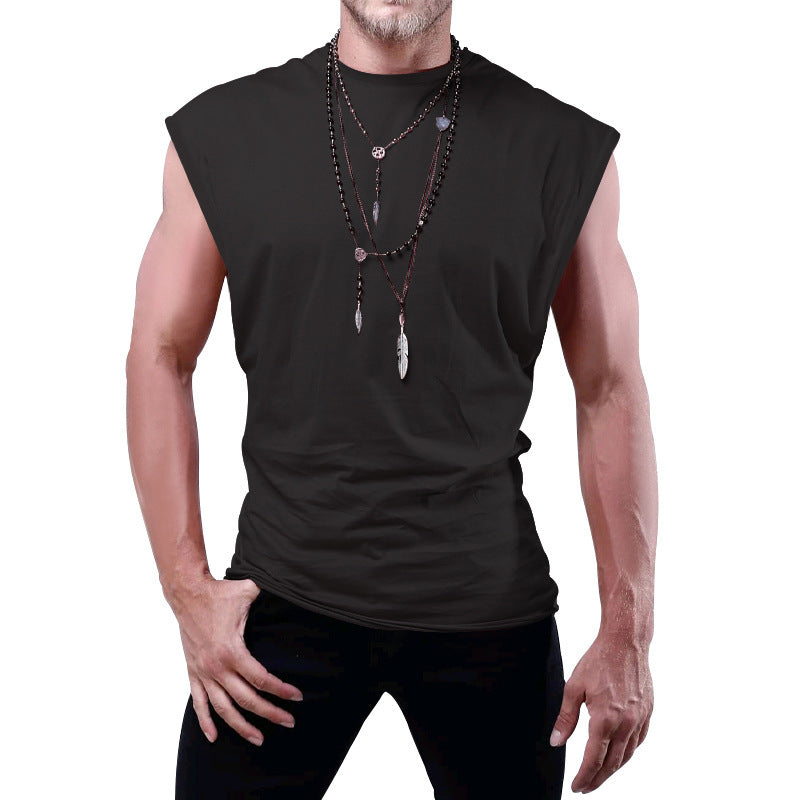 Herren nan tailliertes ärmelloses Muskelshirt aus Baumwollmix mit breiten Schulterpartien R&B