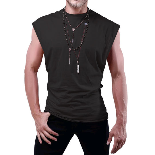 Herren nan tailliertes ärmelloses Muskelshirt aus Baumwollmix mit breiten Schulterpartien R&B