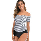 Damen Off-Shoulder Badeoberteil mit hohem Bund R&B