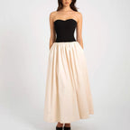 Damen Elegantes Maxikleid mit herzförmigem Ausschnitt und geschmeidigem Rock R&B