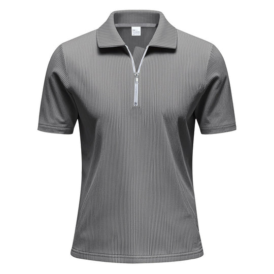 Herren Kurzarm Poloshirt mit Reißverschluss und strukturiertem Design R&B