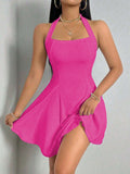 Damen Sommerliches Neckholder Kleid mit fließendem Saum R&B